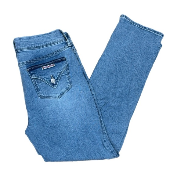 HUDSON Jeans Women’s Sz 8 Light Wash Straight Leg Flap Pockets Denim Mid Rise - Picture 1 of 10